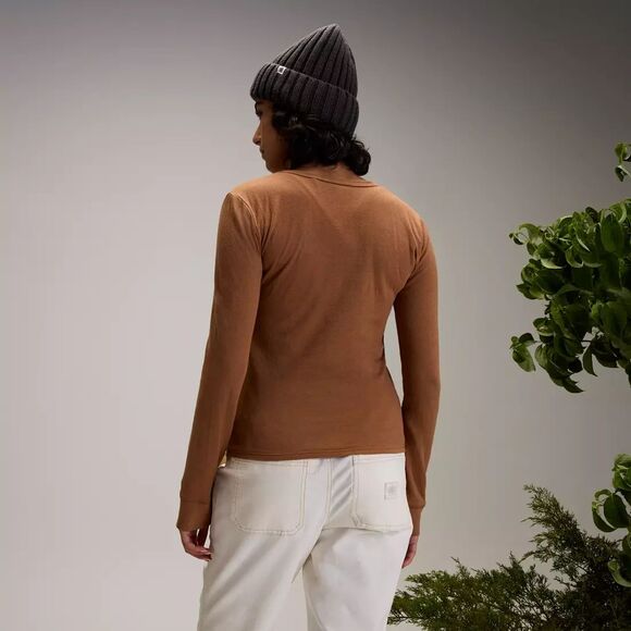 Alpine Design Women's Long Sleeve Henley Shirt Caramel Brown Large NWT - Picture 2 of 5